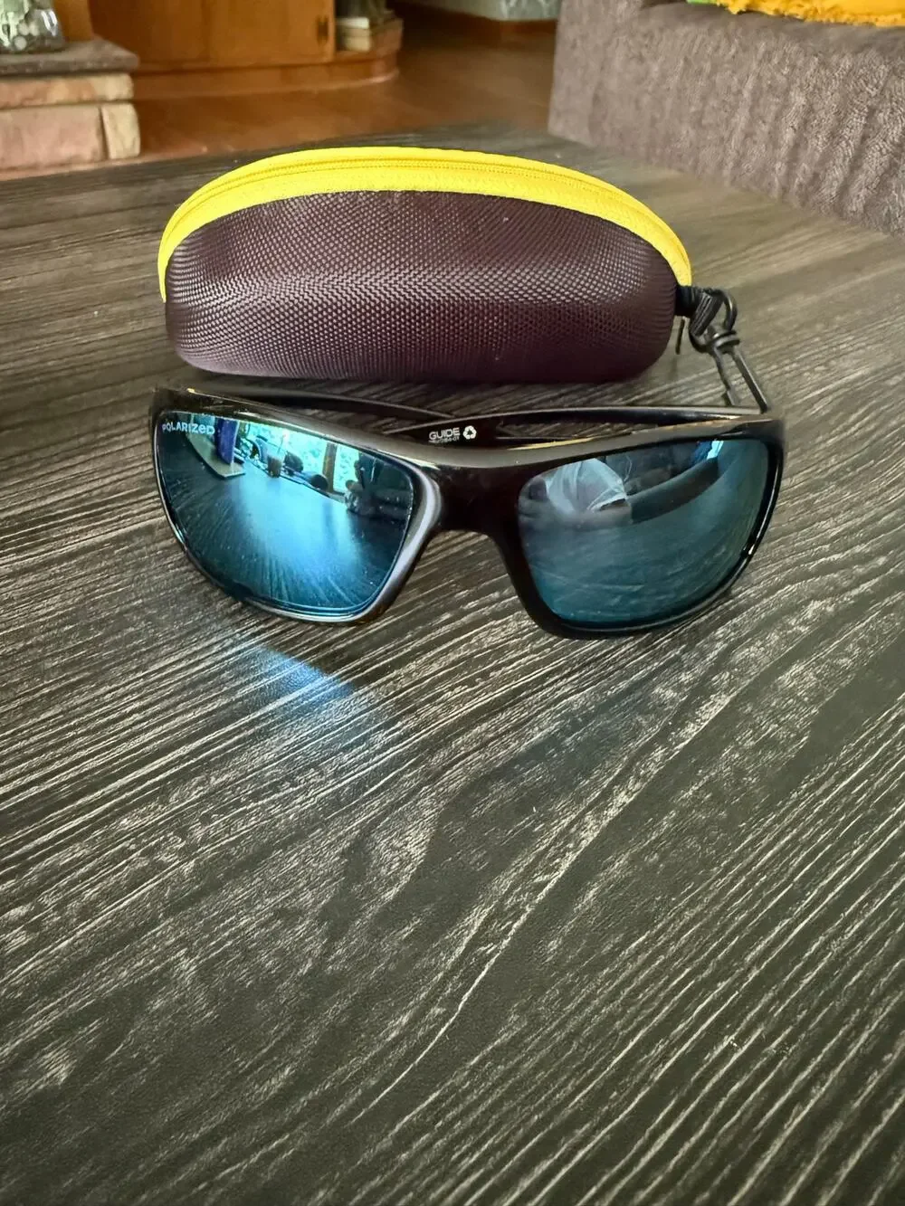 Revo Guide Polarized Sport Wraparound Sunglasses in Black & Blue